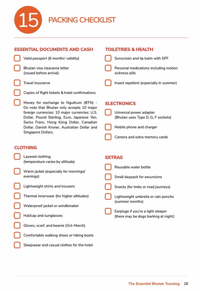 Packing CHecklist
