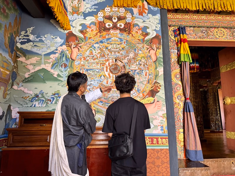 Chencho and Steve inside Wangdue Dzong Bhutan Guide and Tourist