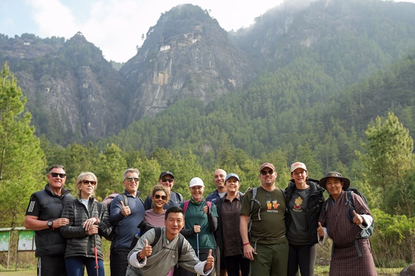 Corporate group hiking in Bhutan